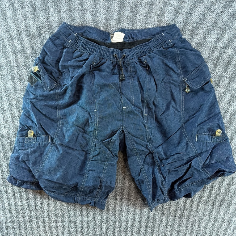 Nema Mens Mountain Bike Shorts Navy Blue Padded Chamois Cargo Cycling Large